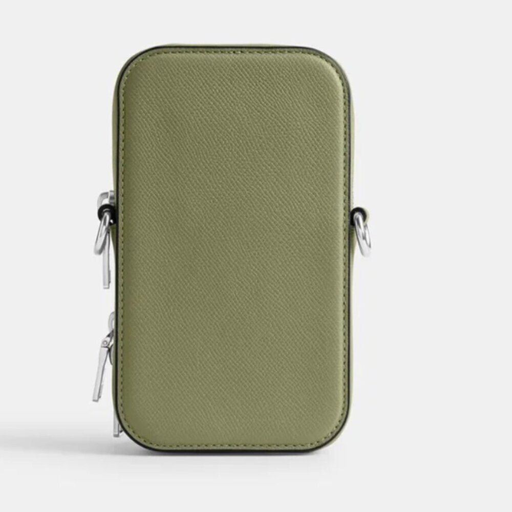 Coach Phone Crossbody Bag CP272 Crossgrain Leather Moss Pockets Unisex ORGPKG - Picture 9 of 12